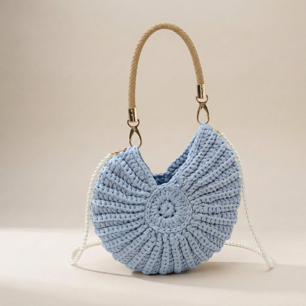 Shell Woven Weave Crochet Tote Bag